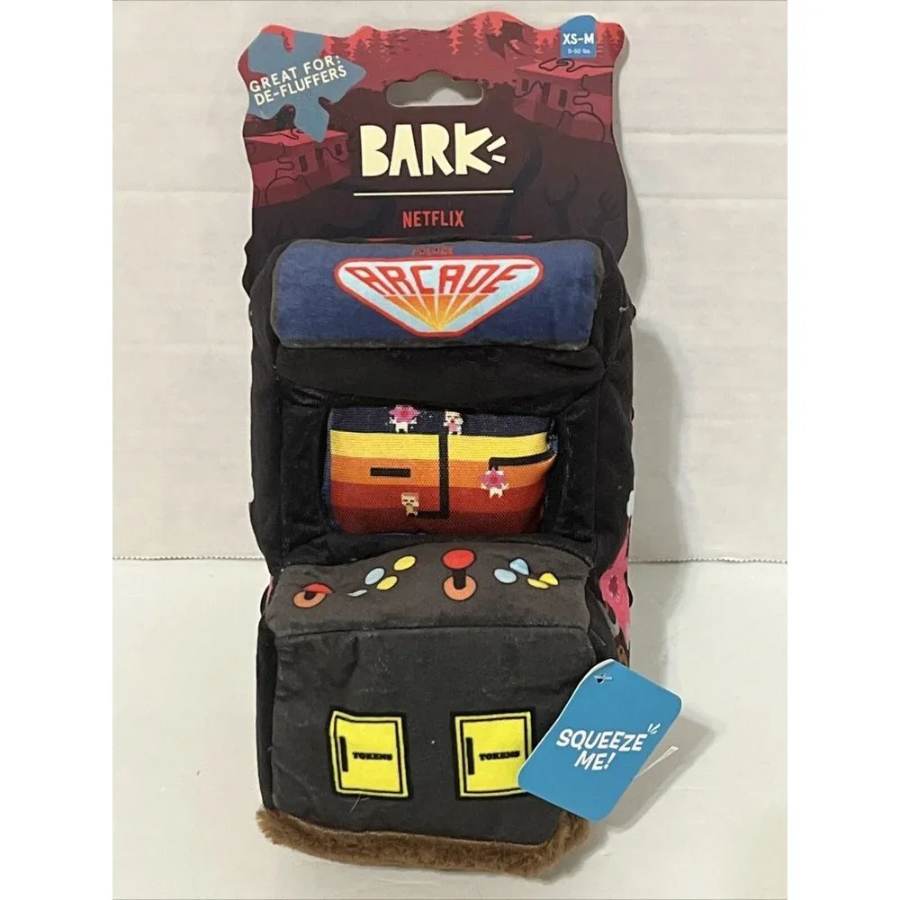 Bark Dog Toy Stranger Things Show Arcade Game Plush Squeaker Crinkle Fluff NEW